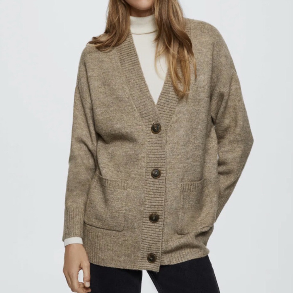 2 for $10! MNG Oversized Tan Cardigan Sweater, S